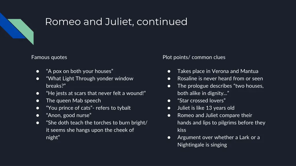 romeo and juliet continued