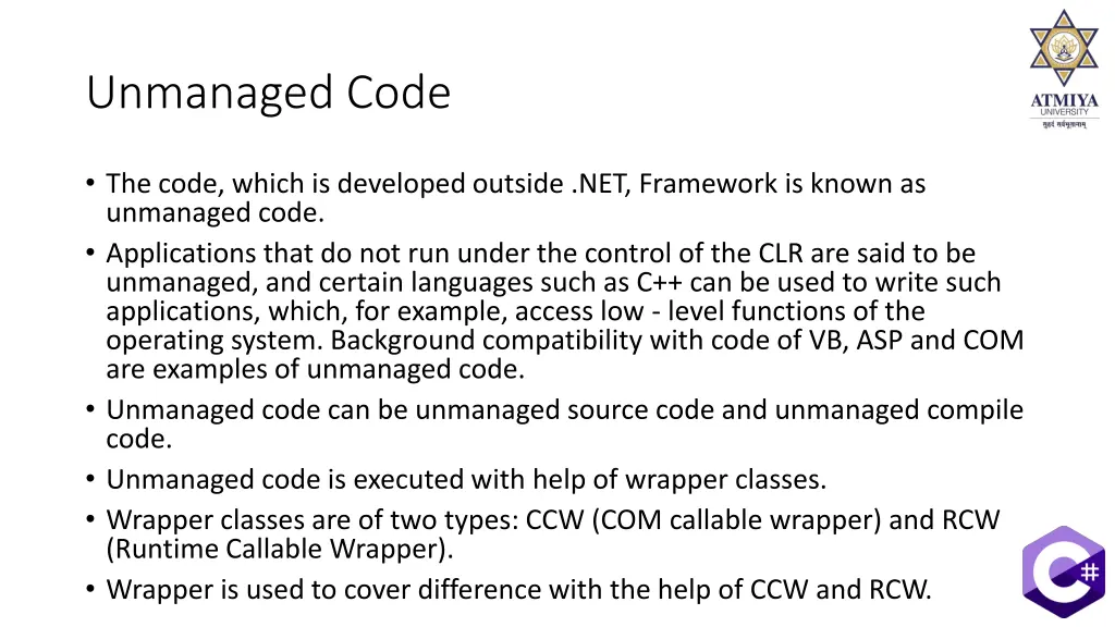 unmanaged code