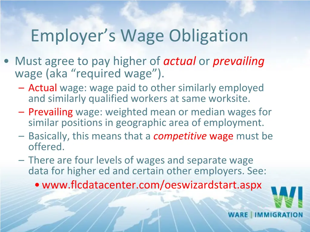 employer s wage obligation