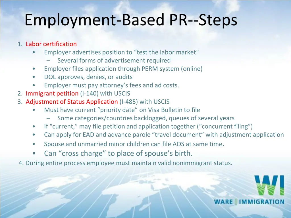 employment based pr steps