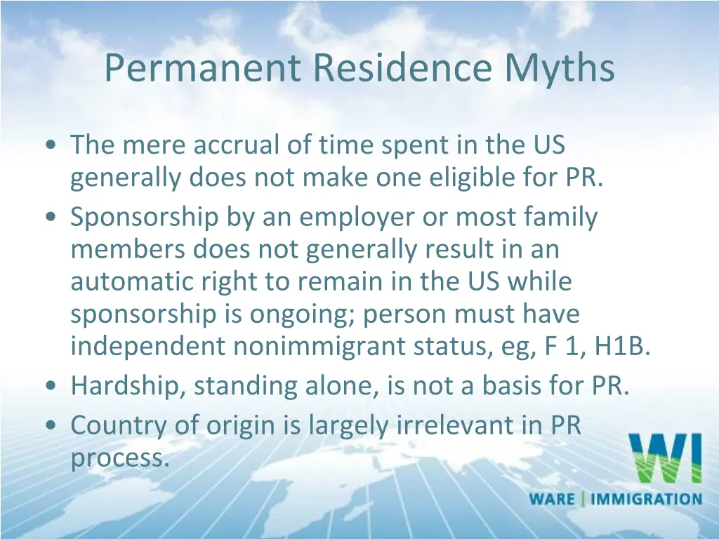 permanent residence myths 1