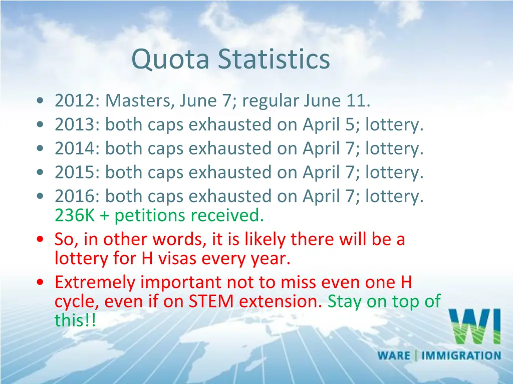 quota statistics