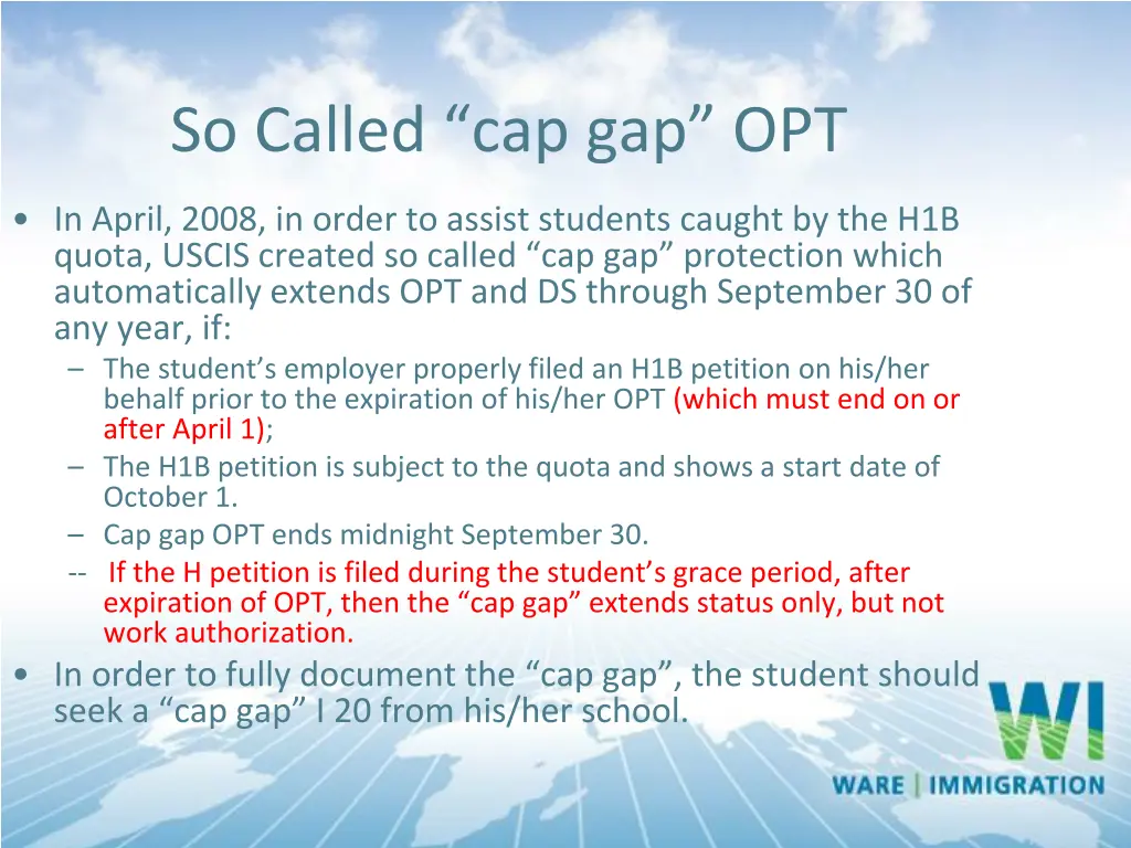 so called cap gap opt