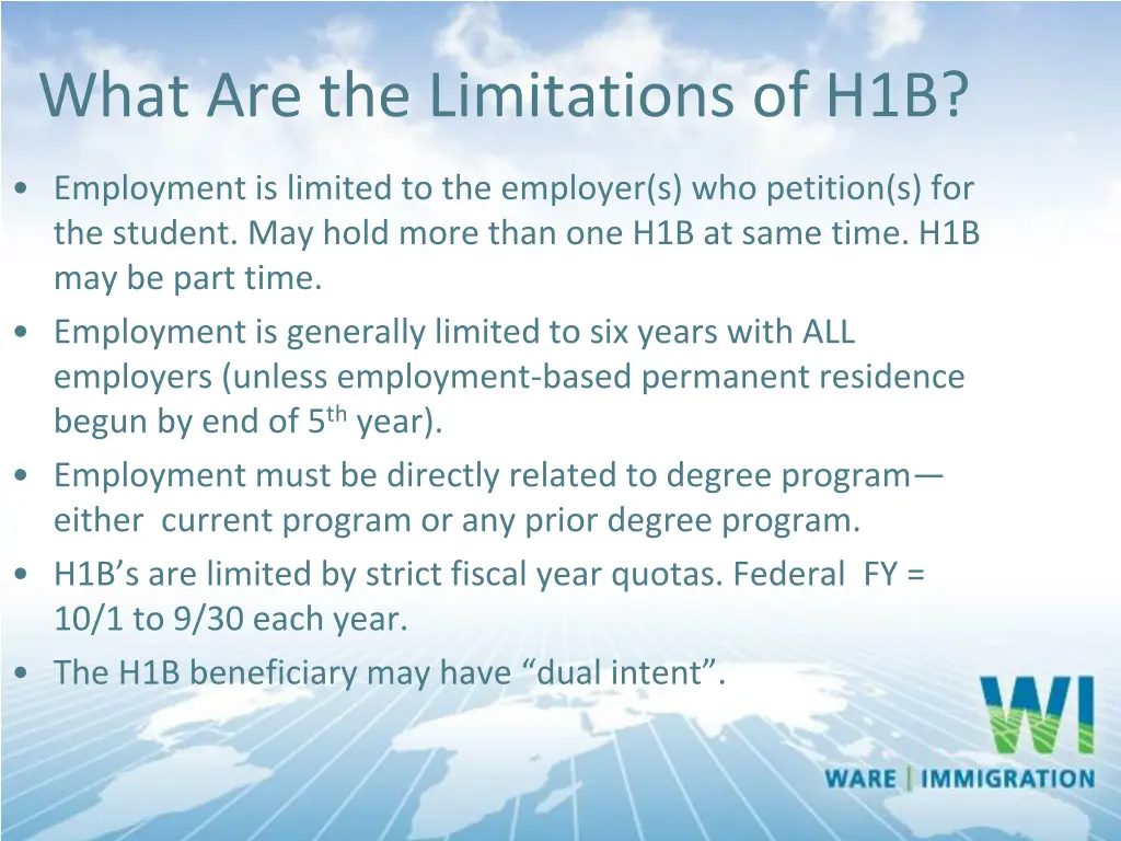 what are the limitations of h1b