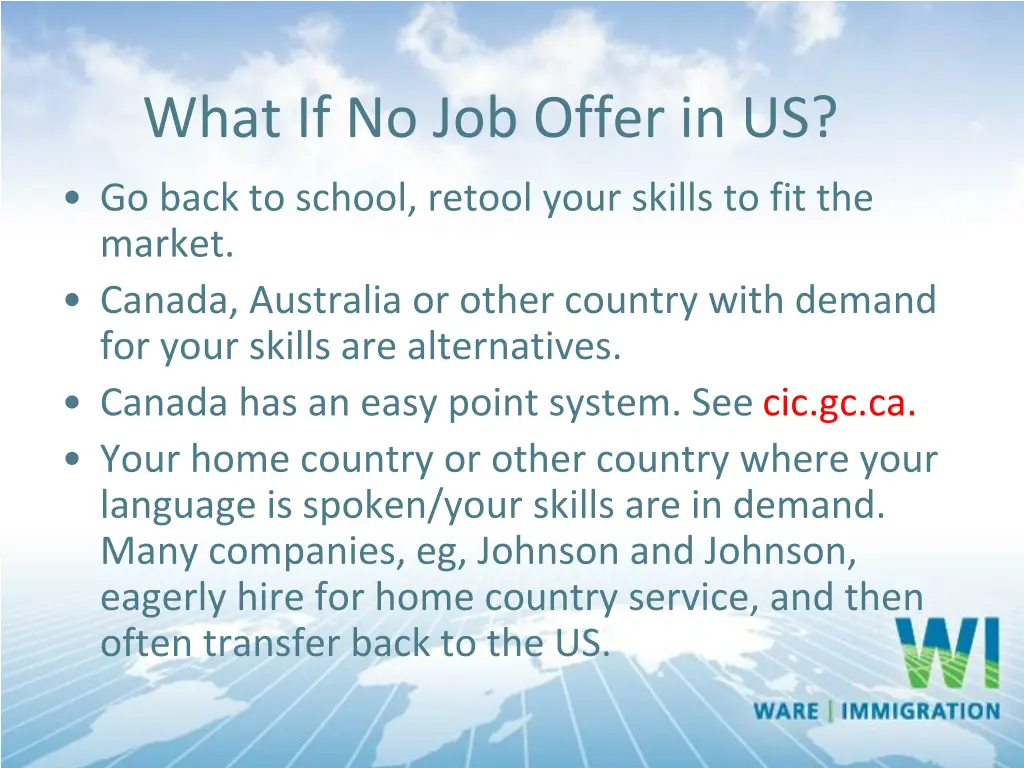 what if no job offer in us