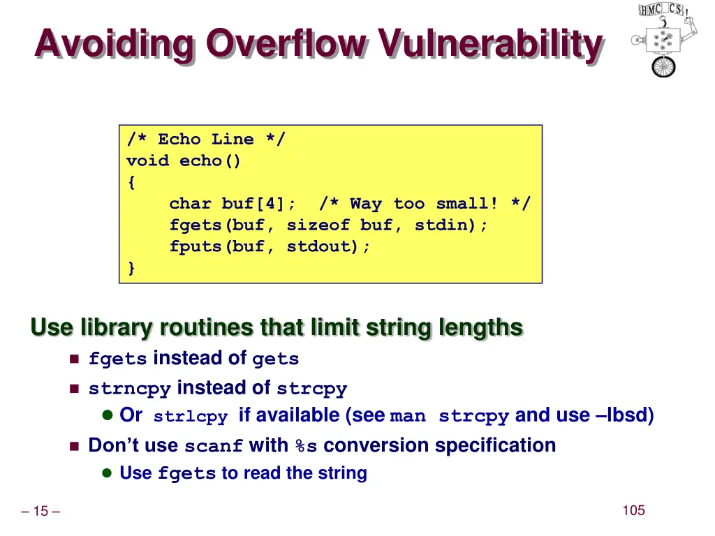 avoiding overflow vulnerability