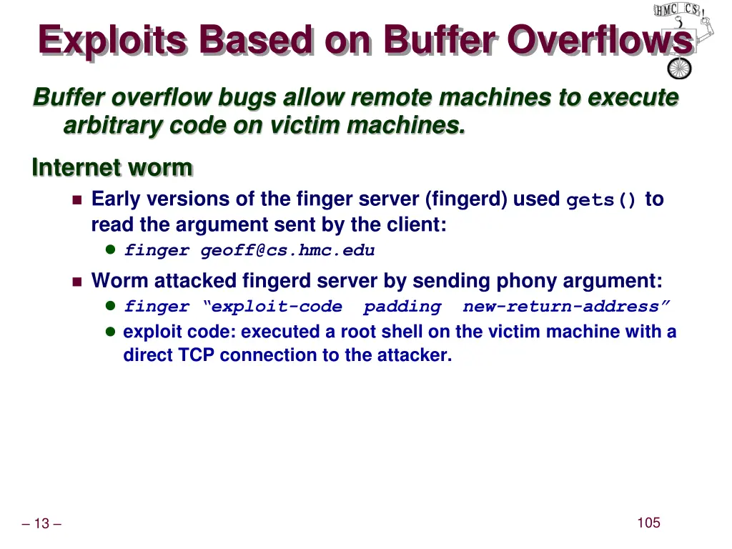 exploits based on buffer overflows