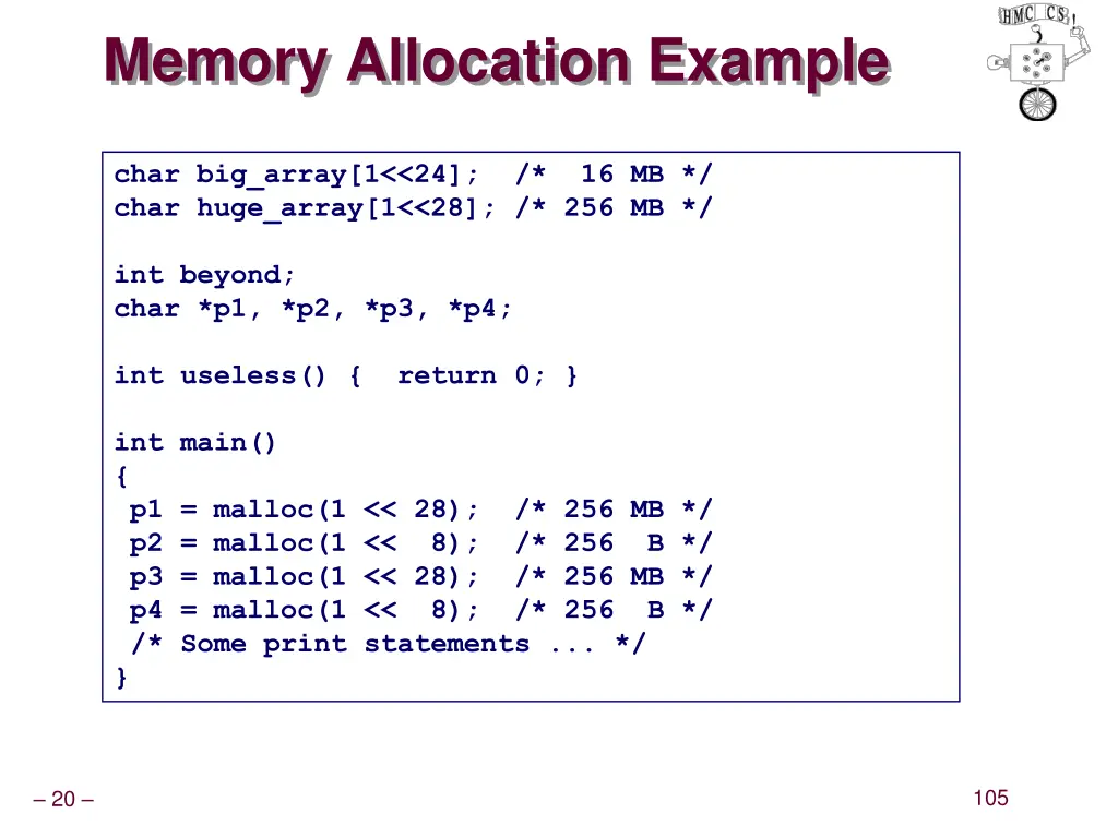 memory allocation example