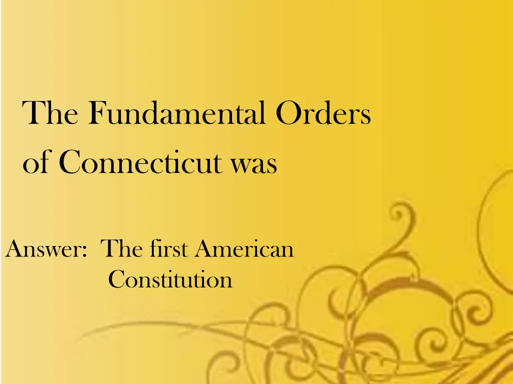 the fundamental orders of connecticut was