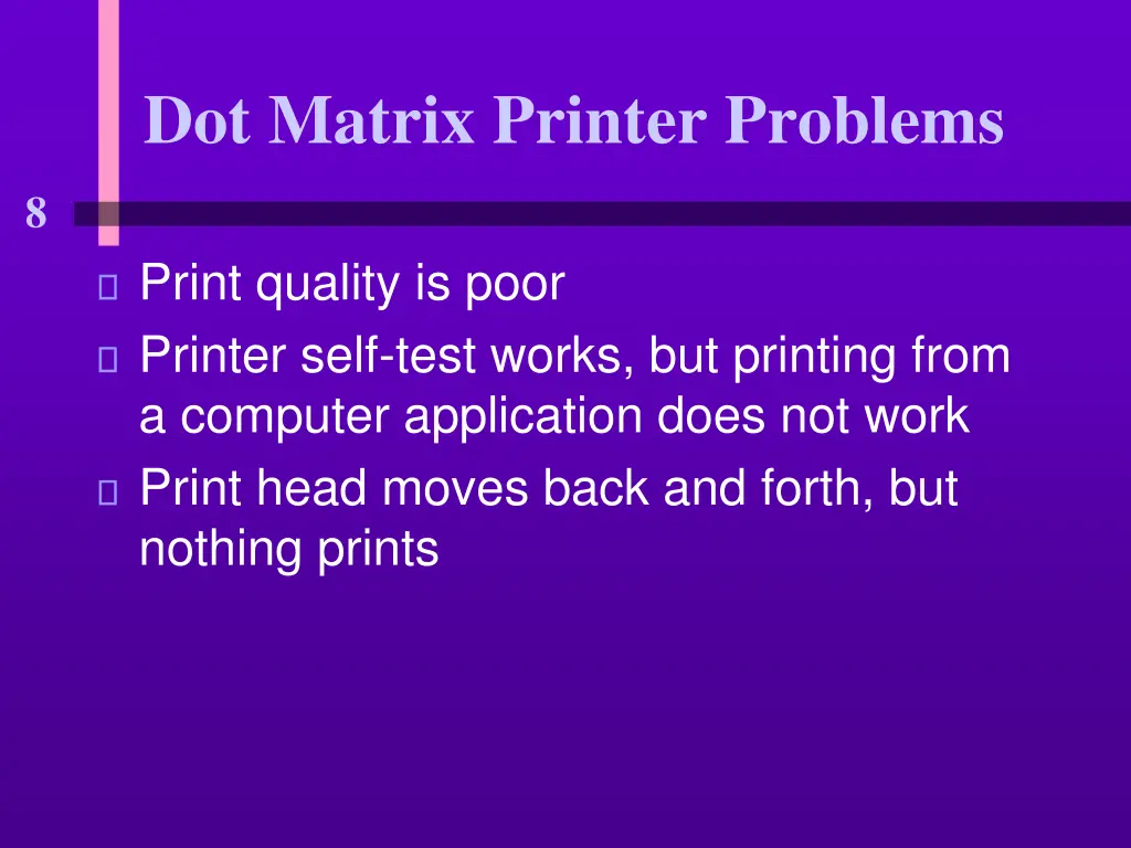 dot matrix printer problems