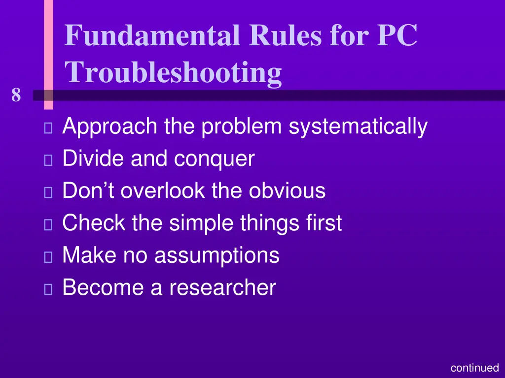 fundamental rules for pc troubleshooting