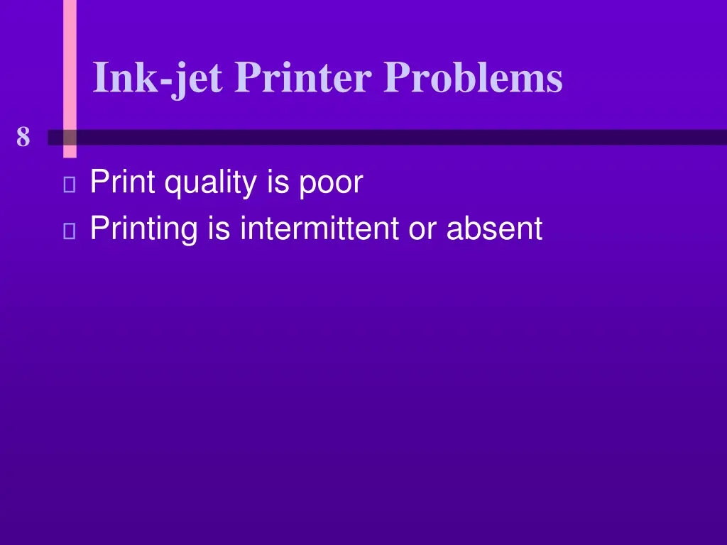 ink jet printer problems