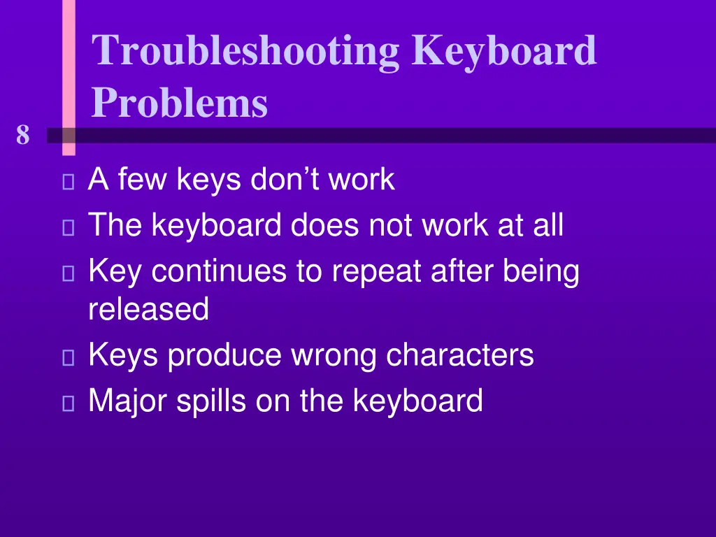 troubleshooting keyboard problems