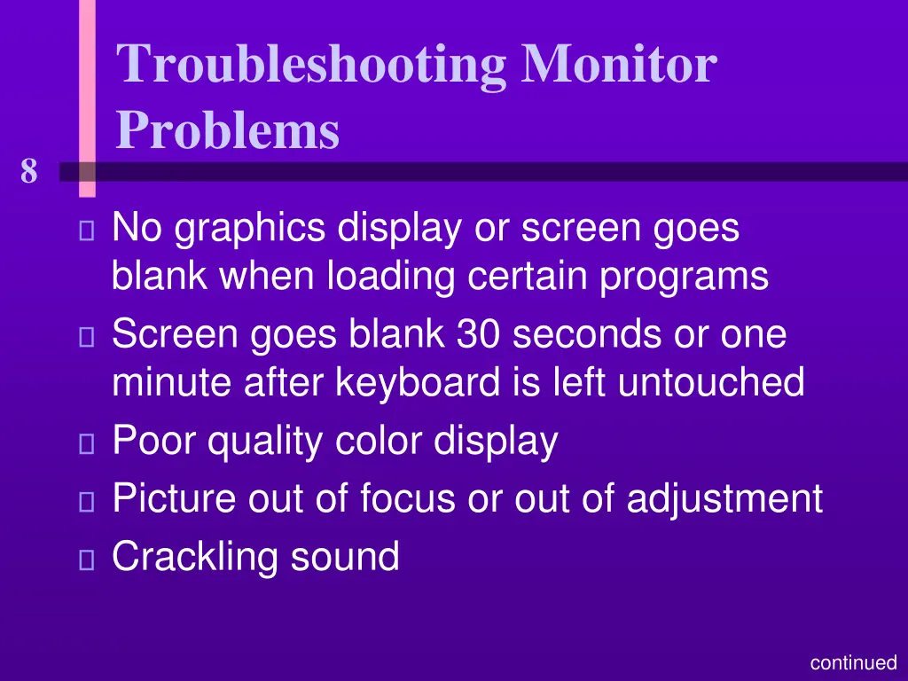 troubleshooting monitor problems 1