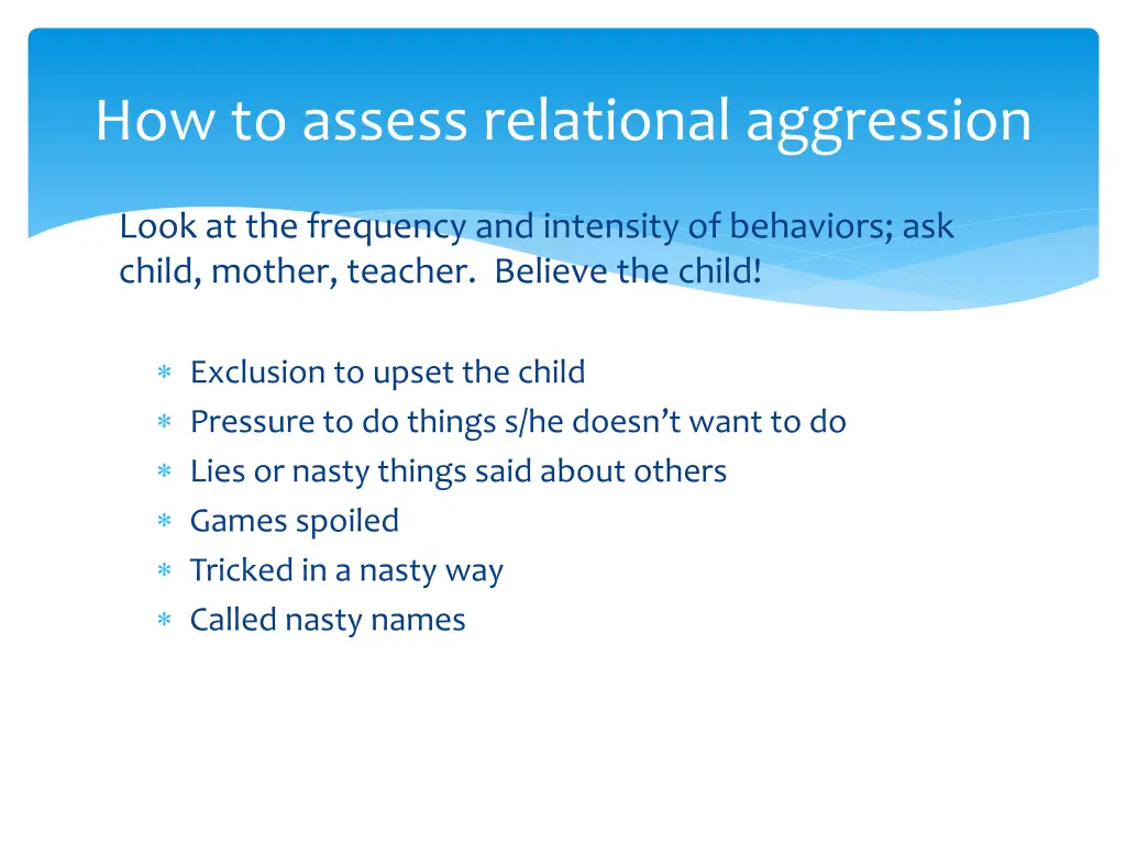 how to assess relational aggression