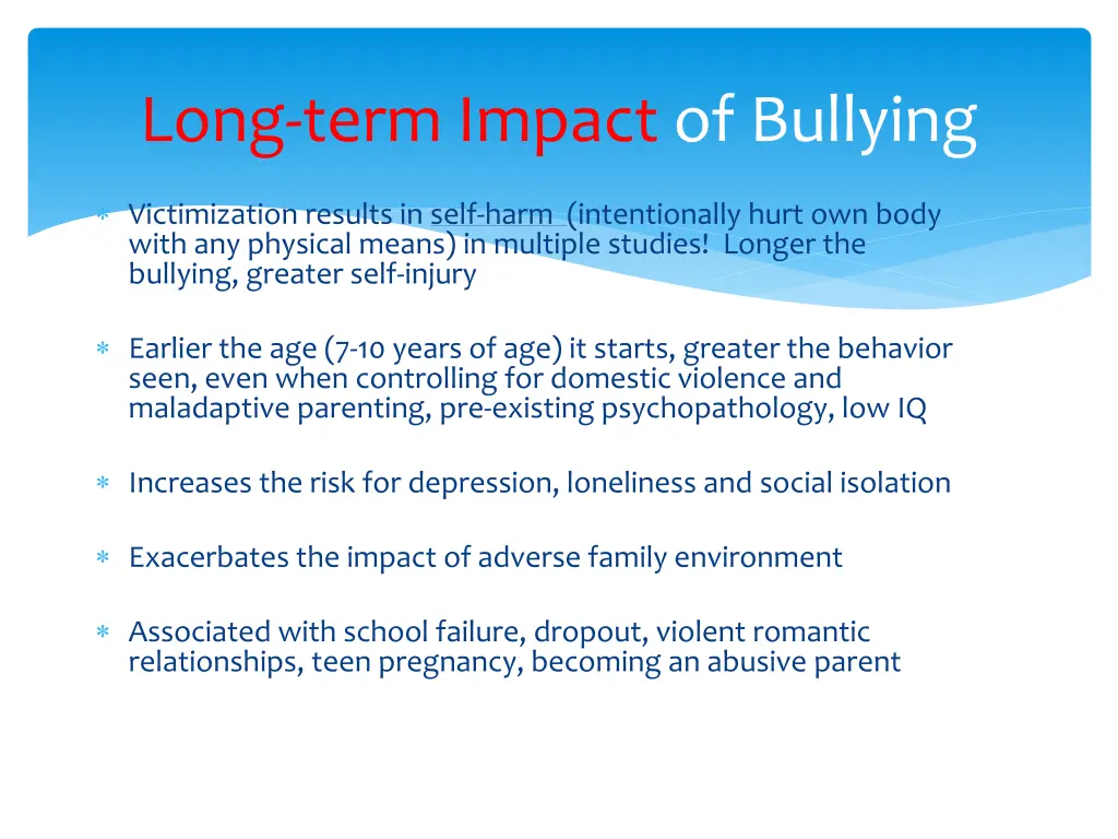 long term impact of bullying