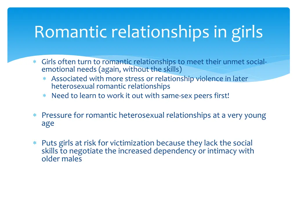 romantic relationships in girls