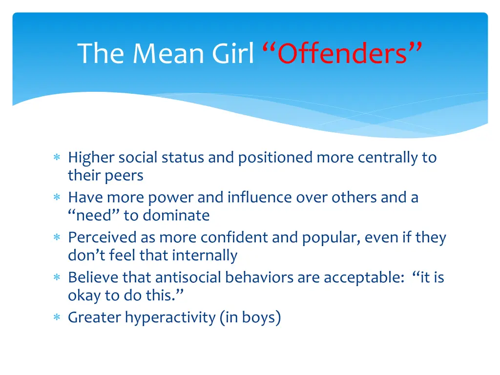 the mean girl offenders