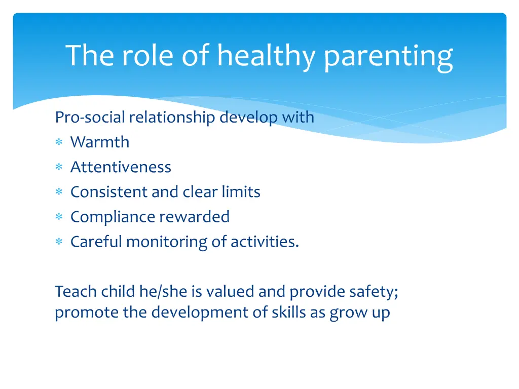 the role of healthy parenting