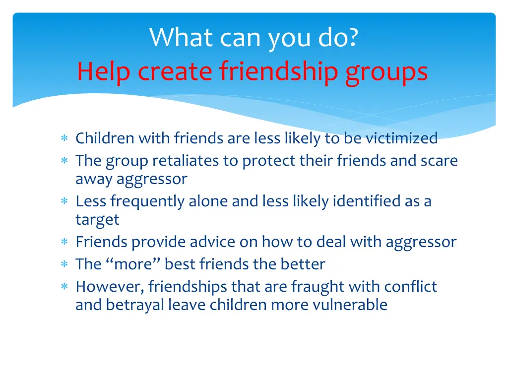 what can you do help create friendship groups