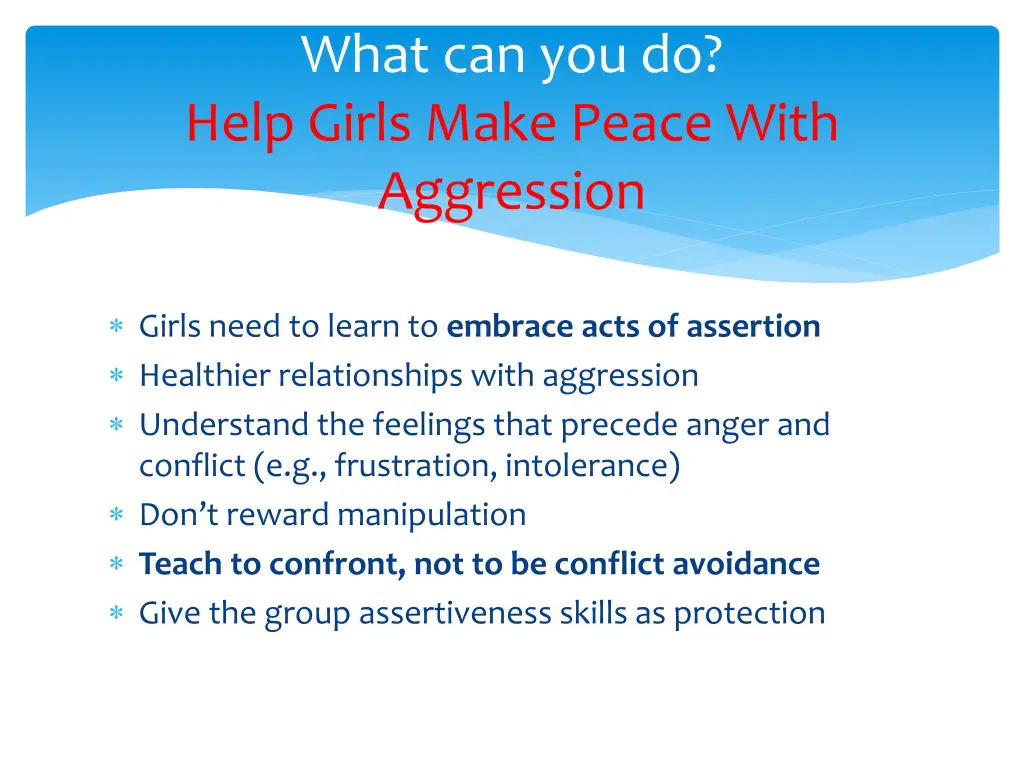 what can you do help girls make peace with