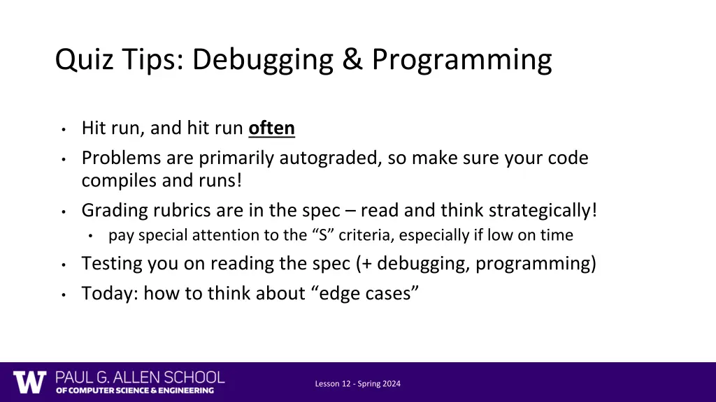 quiz tips debugging programming