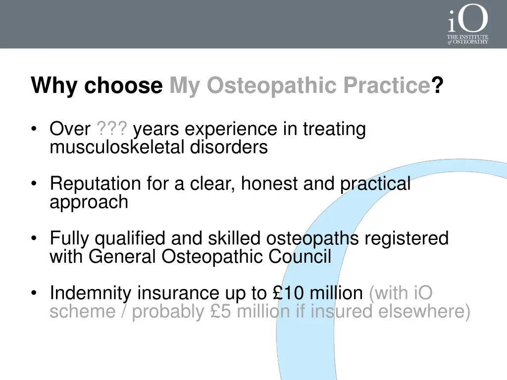 why choose my osteopathic practice