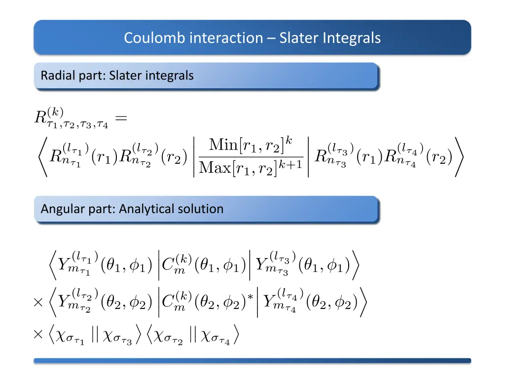 coulomb interaction slater integrals 2