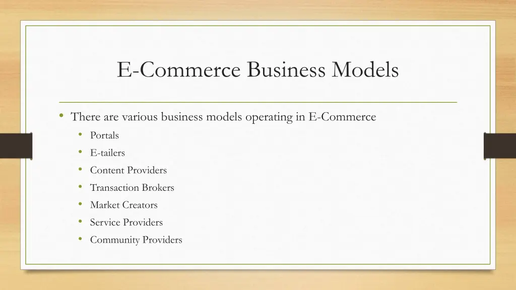 e commerce business models