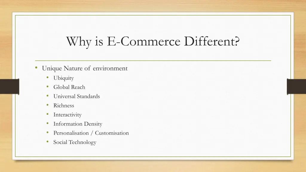 why is e commerce different