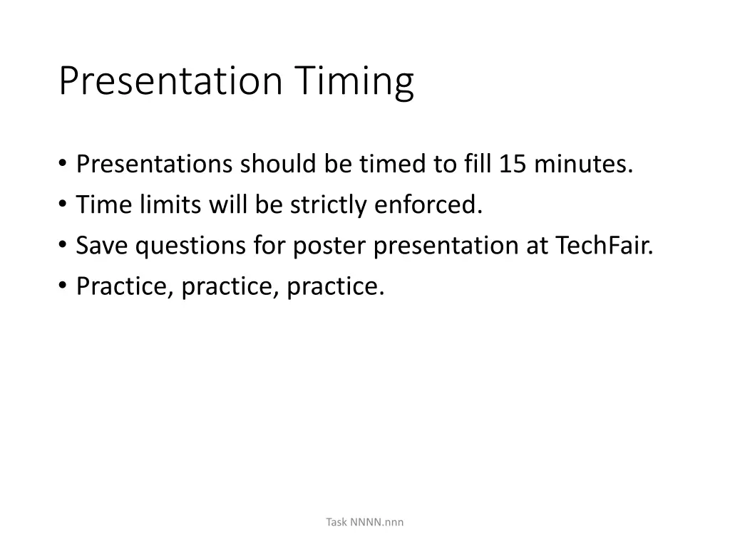 presentation timing