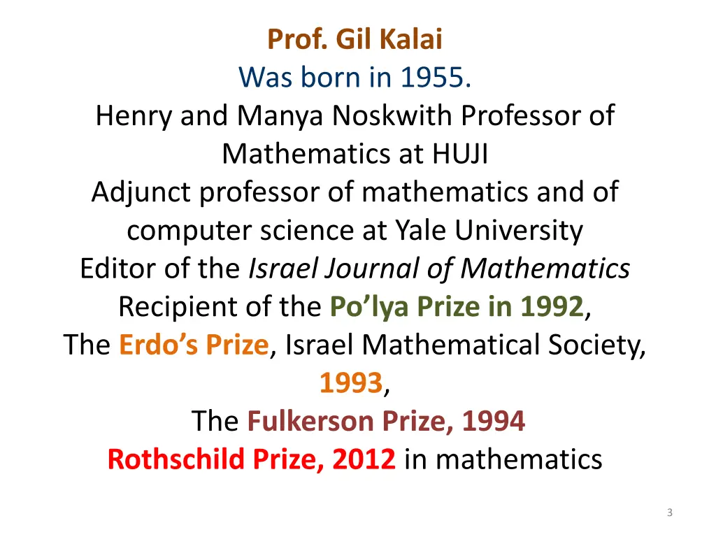 prof gil kalai was born in 1955