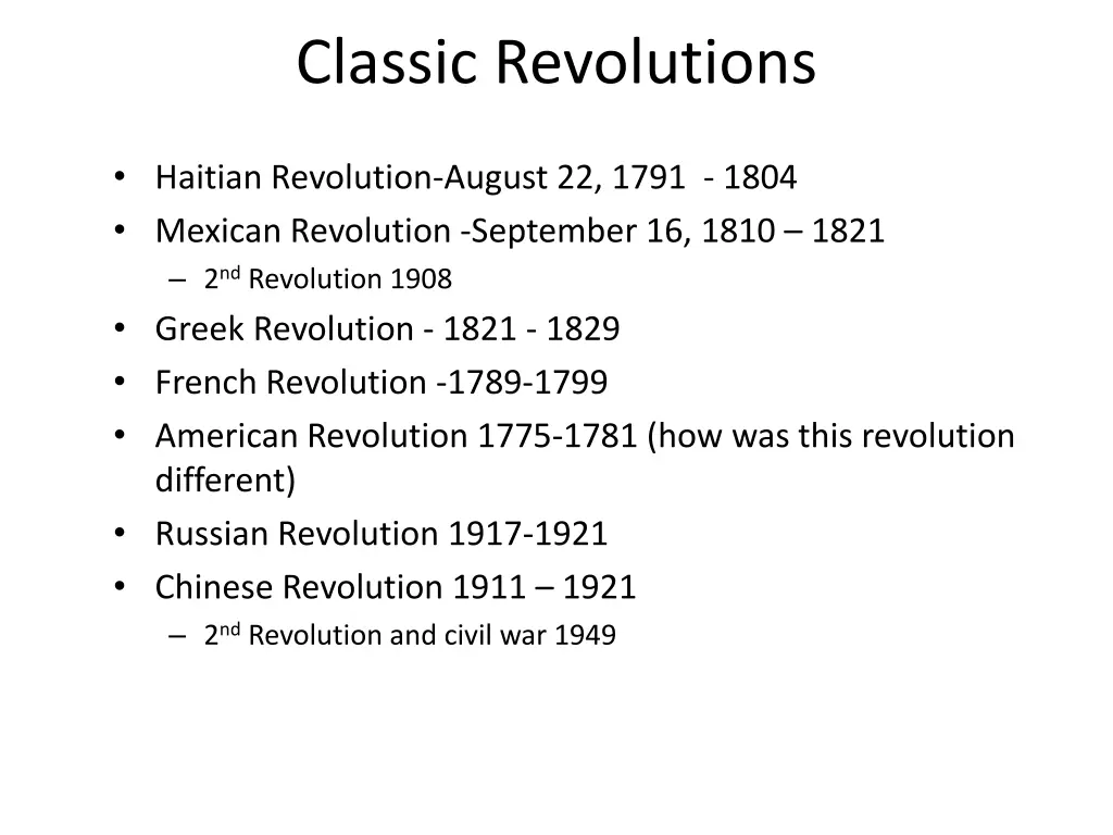 classic revolutions