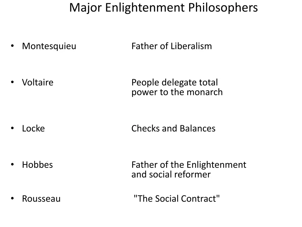 major enlightenment philosophers