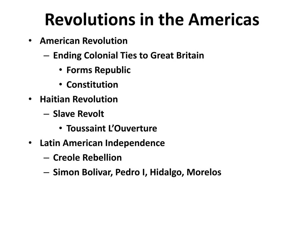 revolutions in the americas american revolution