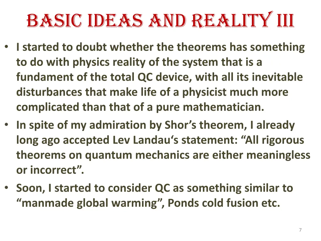 basic ideas and reality iii