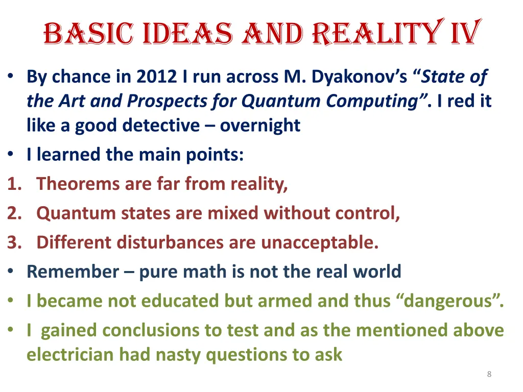 basic ideas and reality iv