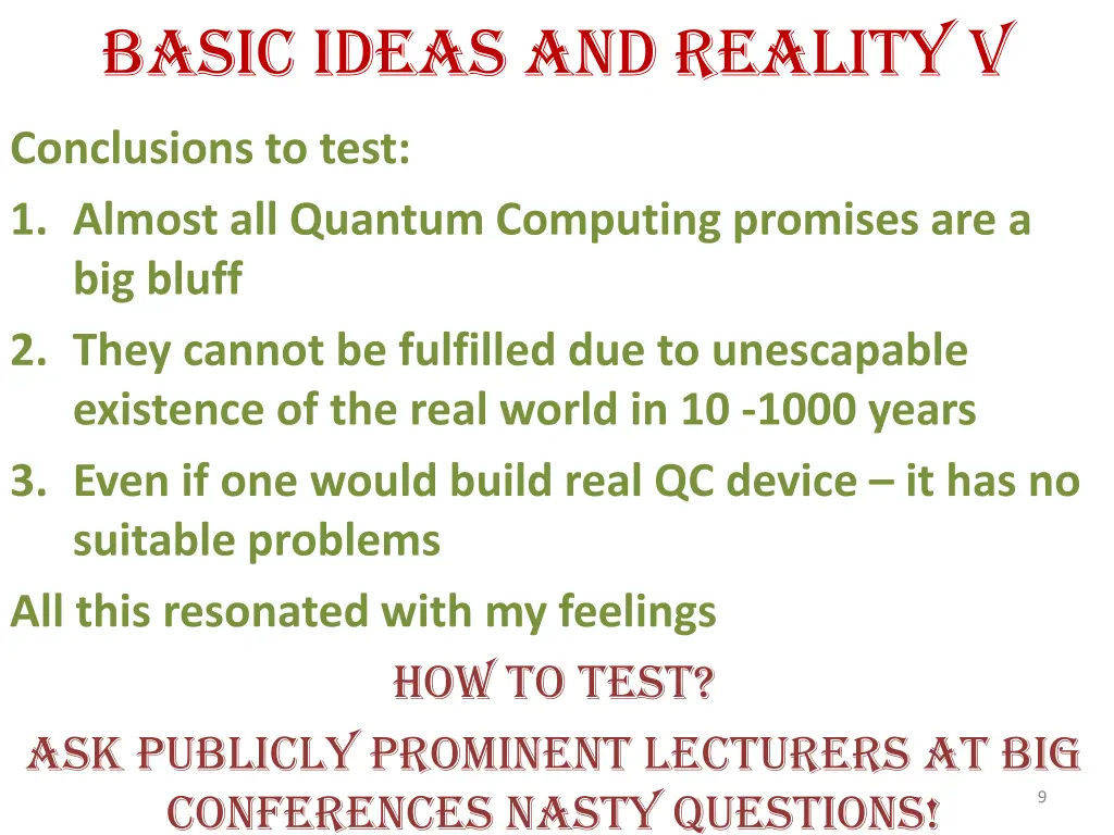 basic ideas and reality v