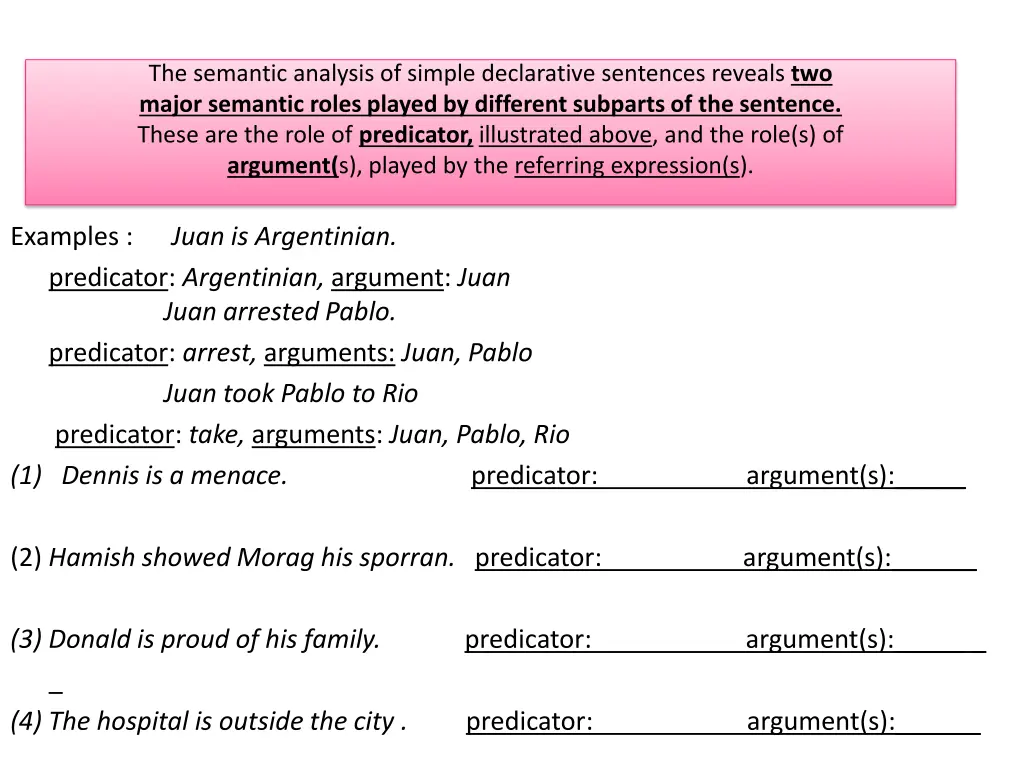 the semantic analysis of simple declarative