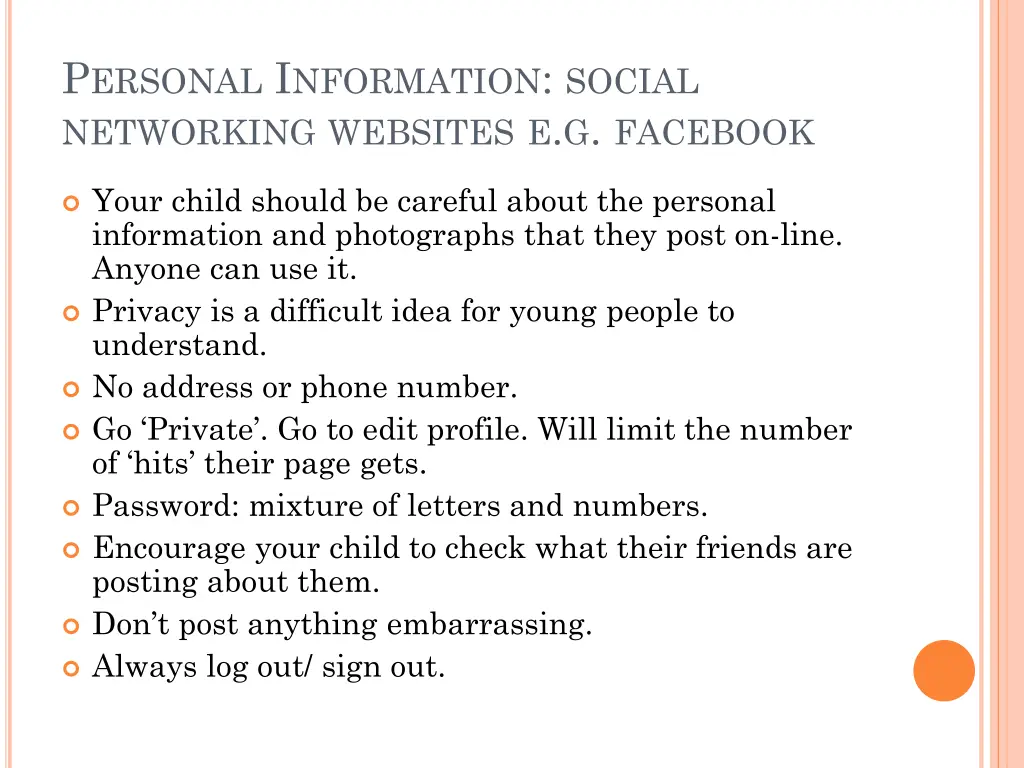 p ersonal i nformation social networking websites