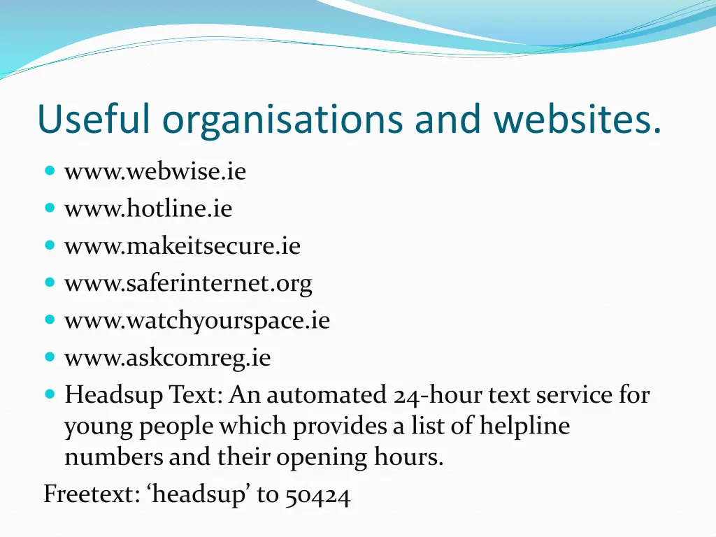 useful organisations and websites