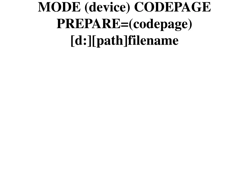 mode device codepage prepare codepage d path