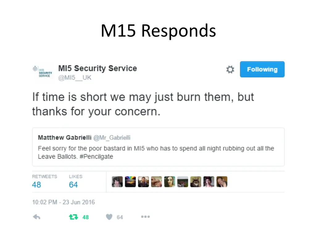 m15 responds