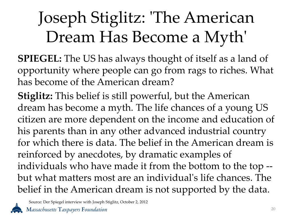 joseph stiglitz the american dream has become