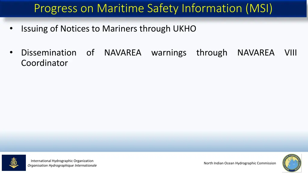 progress on maritime safety information msi