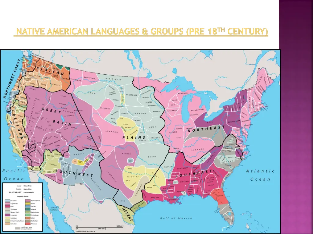 native american languages groups pre 18 th century