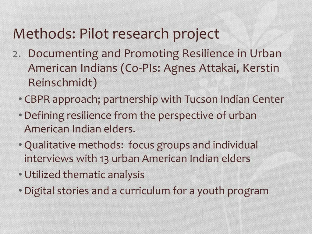 methods pilot research project 2 documenting