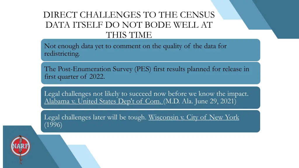 direct challenges to the census data itself