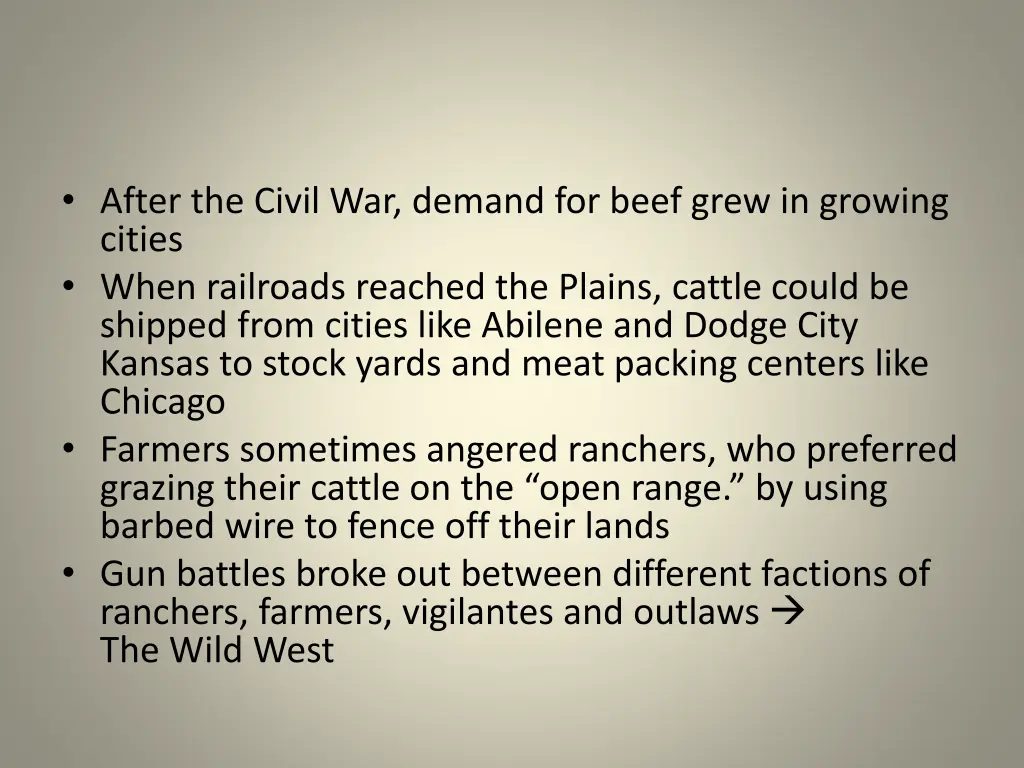 after the civil war demand for beef grew