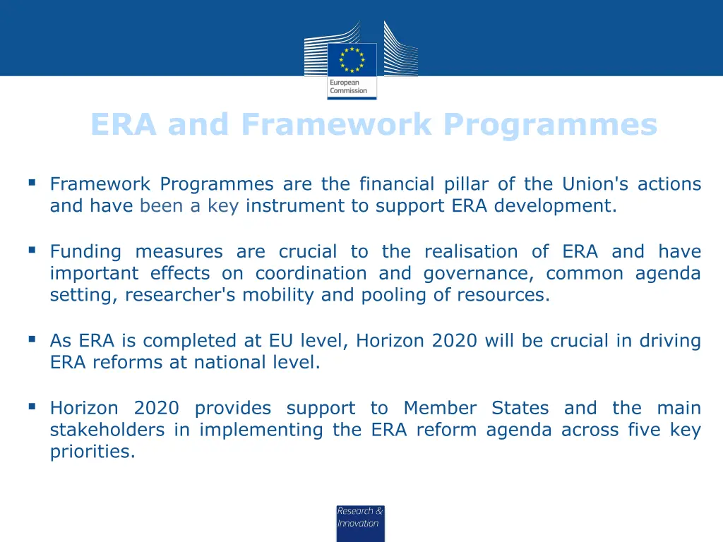 era and framework programmes